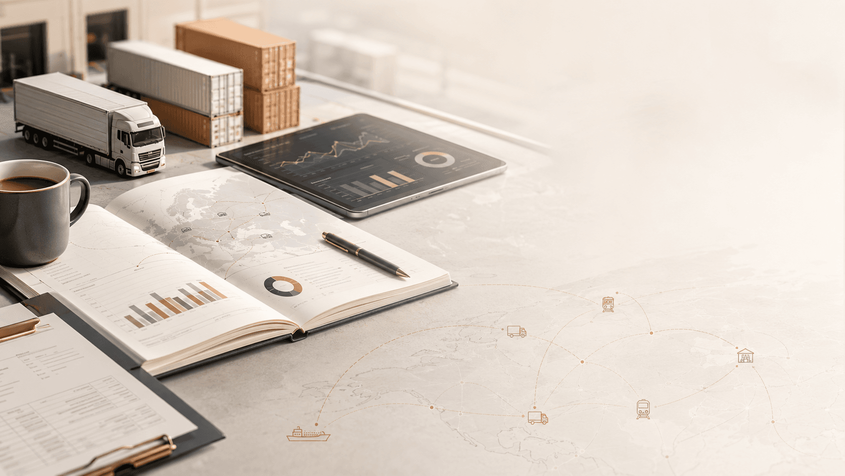 Supply chain professional analysing freight data and logistics insights